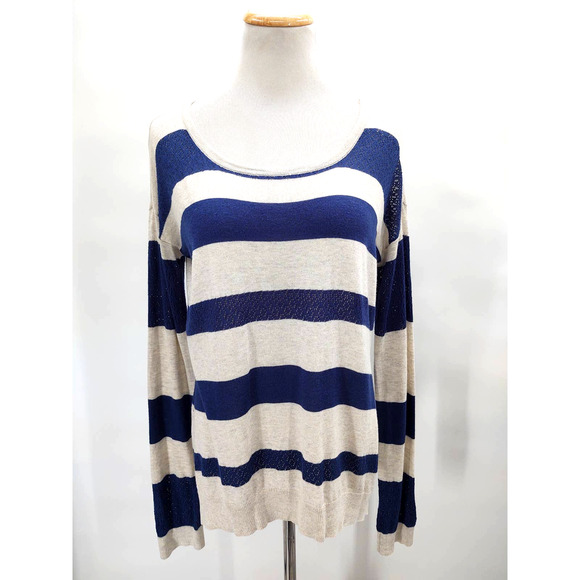 NWT American rag Blue And White Striped Scoopneck sweater in size Medium - Picture 1 of 4